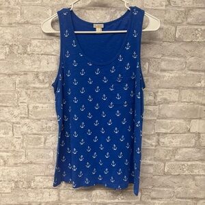 J. Crew Anchor Print Sleeveless Tank Women’s Small Blue White‎ Top